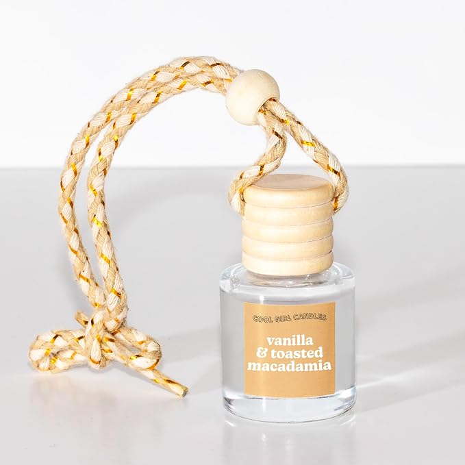 COOLGIRLCANDLES Vanilla Toasted Macadamia Car Hanging Fragrance Oil Air Freshener for Essential Oils, Scents Aromatherapy Automobile Long Lasting Diffuser Bottle
