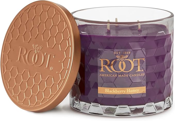 Root Candles Scented Candles Honeycomb Beeswax Blend Premium Handcrafted Candle, 12-Ounce 3-Wick, BlackBerry Honey