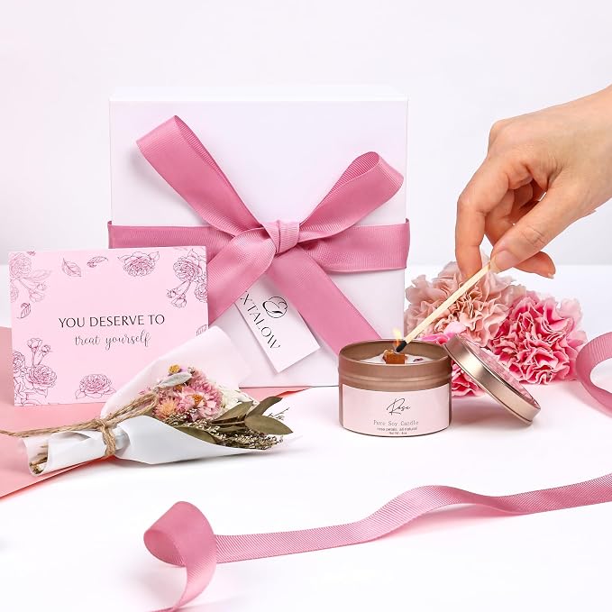 EXTALOW Spa Gifts for Women Bath and Body Gift Baskets Mothers Day Gift Rose Home Spa Set Self Care Gifts for Mom Sister Her Wife Birthday Gifts for Women Spa Kit Care Package Thank You Gift