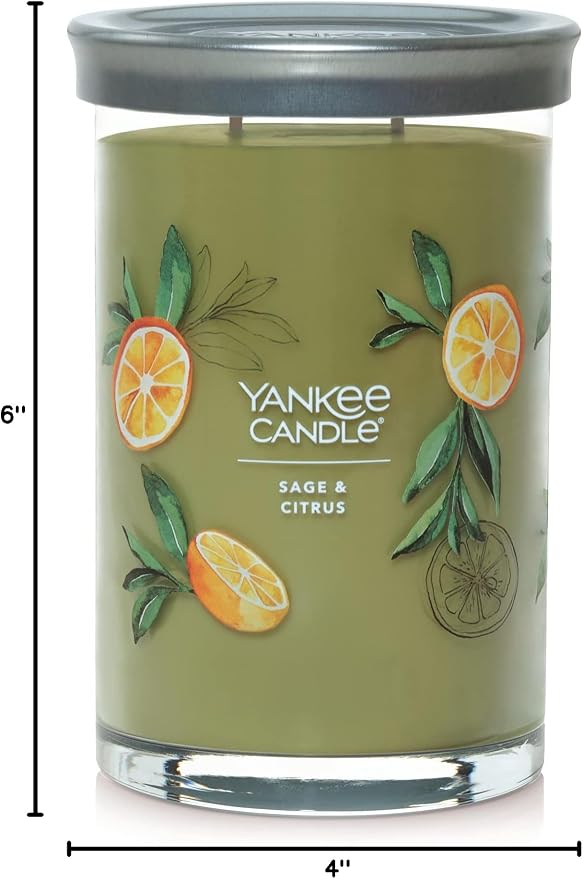 Yankee Candle Sage & Citrus Scented Signature 20oz Large Tumbler 2-Wick CandleLong-Lasting and Clean Burn Over 60 Hours of Burn Time (Pack of 4)