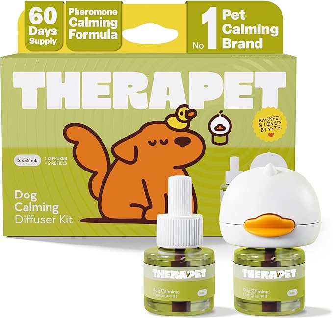 TheraPetMD 60-Day Dog Calming Diffuser Kit - Dog Pheromone Diffuser for Stress, Destructive Behavior, Pee Accidents, Separation Anxiety, Barking, Aggression & Chewing - 60-Day Refills Included