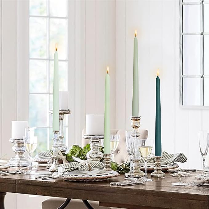 Scented Taper Candle Green Candlesticks - 10 Inch Smokeless Tapered Candles Colored Candle Sticks Dripless Candles Wax for Wedding Home Dinner Party,8D4PC-GREENGRA