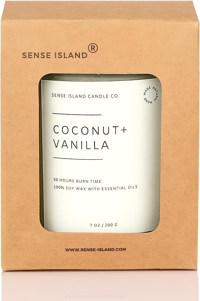 Coconut Vanilla Scented Candle– 7oz Soy Wax | Coconut and Vanilla Cozy Sensual Aroma | Long Lasting Highly Scented Candle for Women | Warm Gourmand Fragrance | Gift for Her, Bedroom or Bath