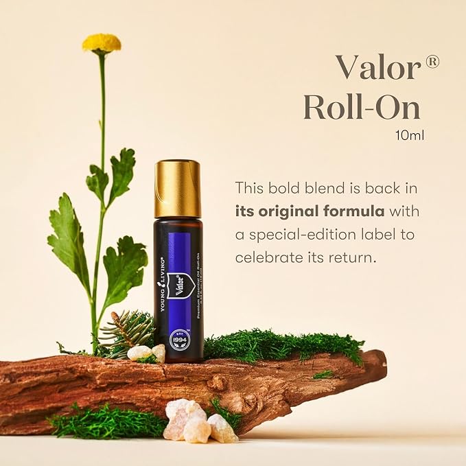 Young Living Valor Roll-On 10 ml - Essential Oil with Aroma Theraphy. It Contains Frankincense, Black Spruce, Blue Tansy, Camphor Wood, and Geranium, Yoga and Meditation