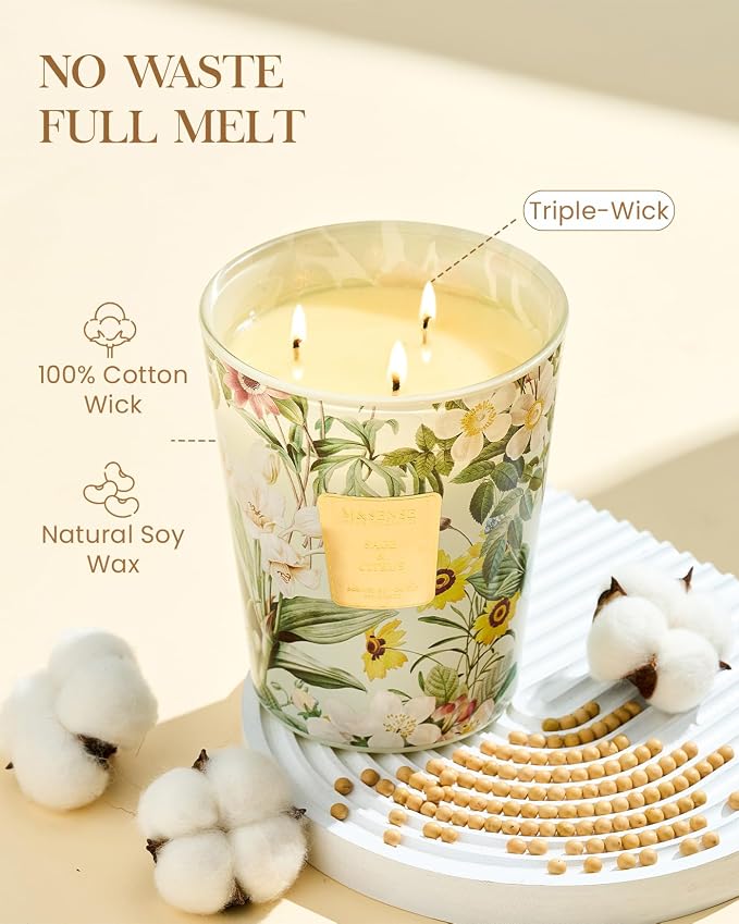 M&SENSE Sage Citrus Large Soy Scented Candle, 3-Wick 35oz 150H Long Lasting Aromatherapy Candle, Kitchen Freshness, Summer Home Refresh Gift