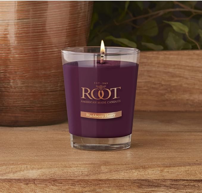 Root Candles Scented Candles Honeycomb Beeswax Blend Premium Handcrafted Candle, Large Veriglass, BlackBerry Honey
