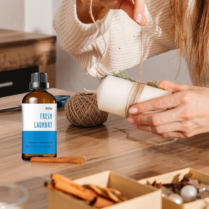 Fresh Laundry Fragrance Oil (3.38 OZ/100ML), MitFlor Scented Essential Oil Single, Fragrance Oil for Soap & Candle Making, Aromatherapy Diffuser Oil