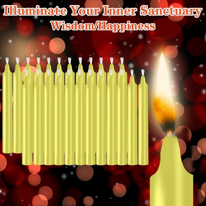 24 Pack Yellow Spell Chime Candles – Premium Mini Unscented Taper Candles for Rituals, Prayer, Birthdays, Meditation, Altar, Spells, Chime Candles - 4 Inch Tall - Ideal for Witches