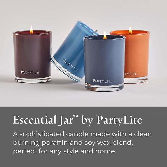 PartyLite Twilight Lavender Escential Jar™ Candle, Scented with Sleepy Lavender, Warm Tonka Bean & Soft Musk, 7.75oz 1-Wick Reusable Glass Jar, 50-Hour Burn, Aromatherapy Home Fragrance