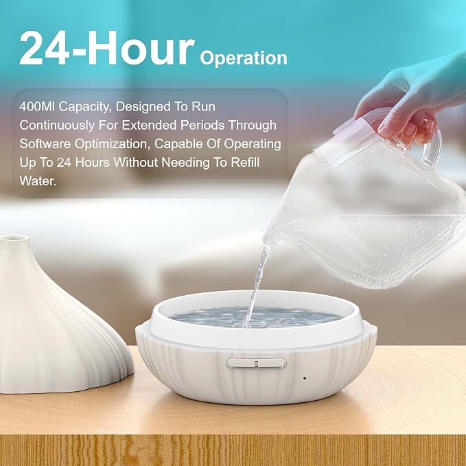 Essential Oil Diffuser, JANDIP 400ml Scent Diffuser with waterless auto Off and Timer Functions, Mist humidifier with Lighting, eco-Friendly Materials, Perfect for Office and Home.