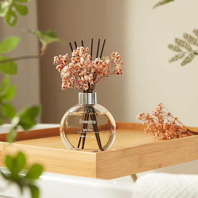 Flower Reed Diffuser Set 5.07oz Spring Bouquet Scent Diffuser with Sticks Home Fragrance Reed Diffuser for Bathroom Shelf Decor