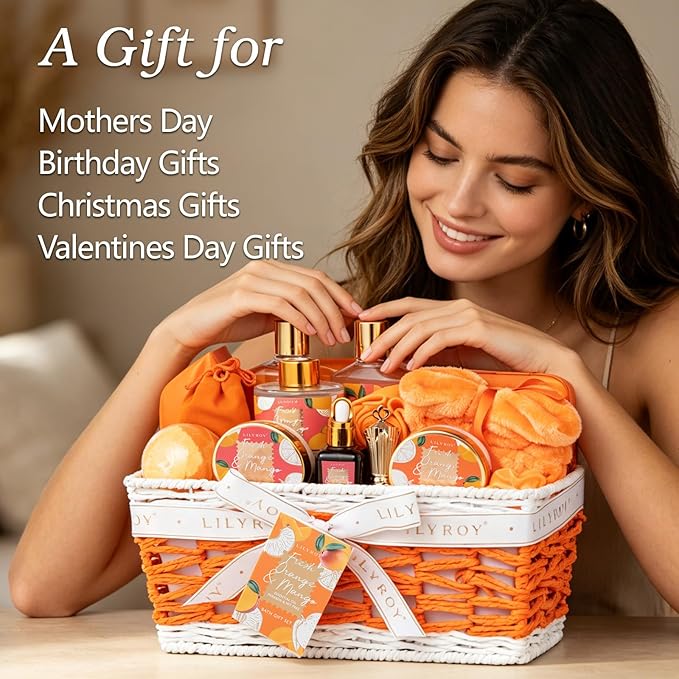Gifts for Women, Birthday Gift - 23-Piece Spa Gift Baskets for Women, Gift Basket for Mom, Bath and Body Gift Basket, Spa Kit | Mothers Day, Christmas, Holiday, Valentines Day Gift Idea for Her