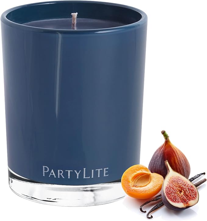 PartyLite Fig Fatale Scented Escential Jar™ Candle, with Notes of Apricot, Green Fig, Peach, Mango, Strawberry and Vanilla, 7.75oz 1-Wick Aromatherapy Reusable Glass Jar, 50 Hour Burn Time