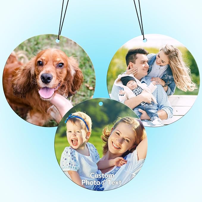 Custom Air Fresheners with Picture for Car | Personalized Photo Gifts; Double-Sided Print; Hanging Ornament; Scent Choice Available; Round Shape
