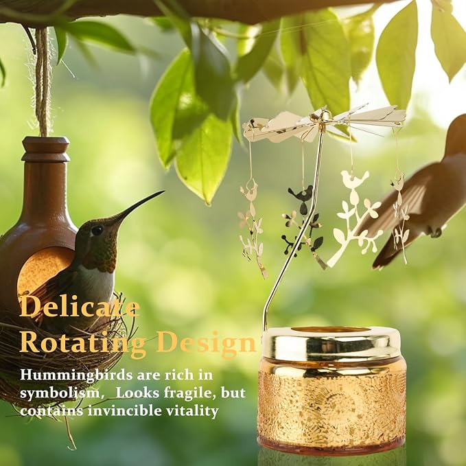 Rotating Candles Carousel Hummingbird Gifts for Mom，Unique Birthday Gift for Best Friends Her，Scented Candle with Gift Box