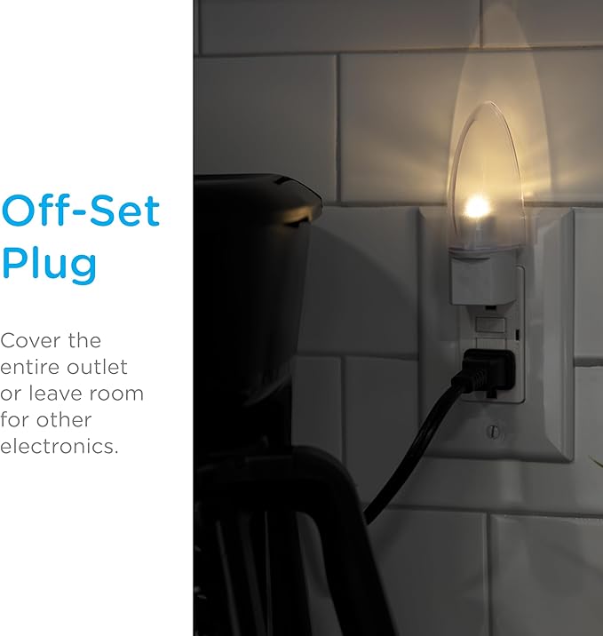 Lights by Night Plug in LED Night Light, Nightlight Plug into Wall, Dusk to Dawn Sensor, Warm White, Bedroom, Bathroom, Nursery, Hallway, Kitchen, UL Safety Listed, 11375