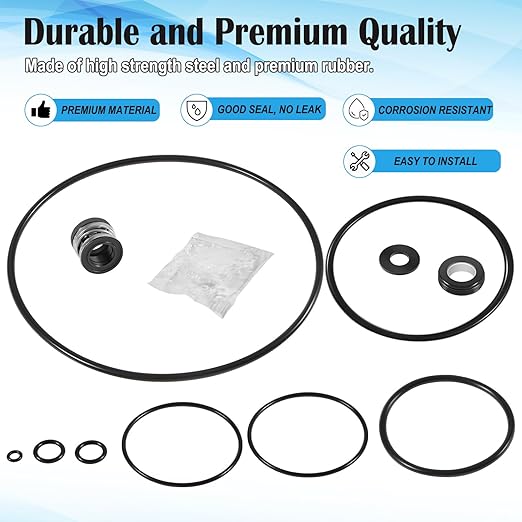 O-Ring Rebuild Repair Kit for Jandy Zodiac FHPF, FHPM, FloPro & VS FloPro Series Pool Pump, (Diffuser/Impeller/Backplate/Tail Piece Union/Trap Lid/Drain Plug) O-Rings/Water Slinger/PS-3890 Shaft Seal
