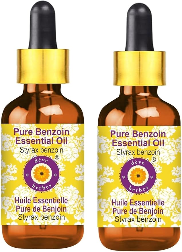 Deve Herbes Pure Benzoin Essential Oil (Styrax benzoin) with Glass Dropper Steam Distilled 30ml (1 oz)