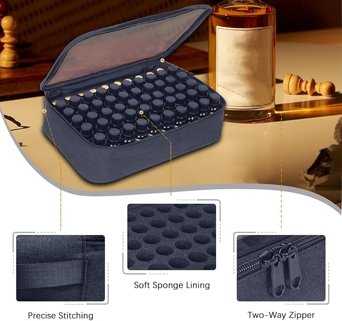 Essential Oils Carrying Case Holds 60 Bottles with Detachable Pad,Black