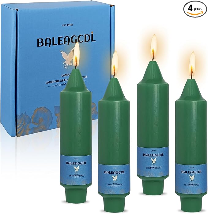 Smokeless Candlesticks Short Taper Candle,Unscented 5 Inches Dark Green Candle Sticks Dripless Tapered Candles for Home Décor Weddings Seasons Gifts