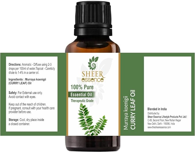 Curry Leaf Oil (Murraya Koenigii) Essential Oil 100% Pure Natural Undiluted Uncut Therapeutic Grade Oil 33.81 Fl.OZ
