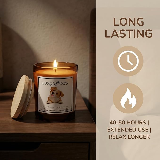 Corgi Gifts for Women | Birthday Gifts for Mom | Light When Dog Farts Candle | Cedar By Natural Soy Wax | Pet Safe Friendly Memorial Candles for Home Scented Household Essentials