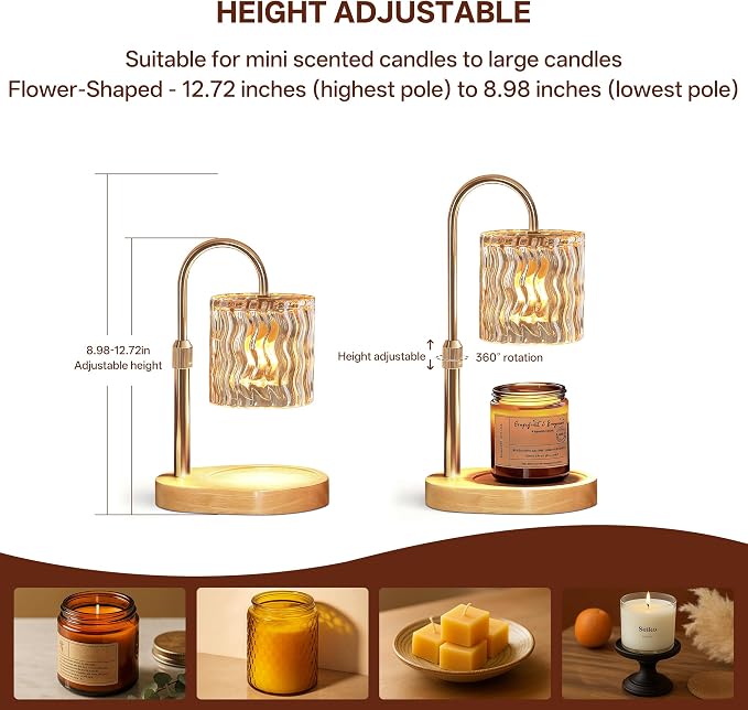 Homelist Candle Warmer Lamp with Timer, Height Adjustable Candle Lamp, Home Decor, Wax Melt Warmer for Birthday Chrismas Holiday Gifts for Mom, Women, Sister