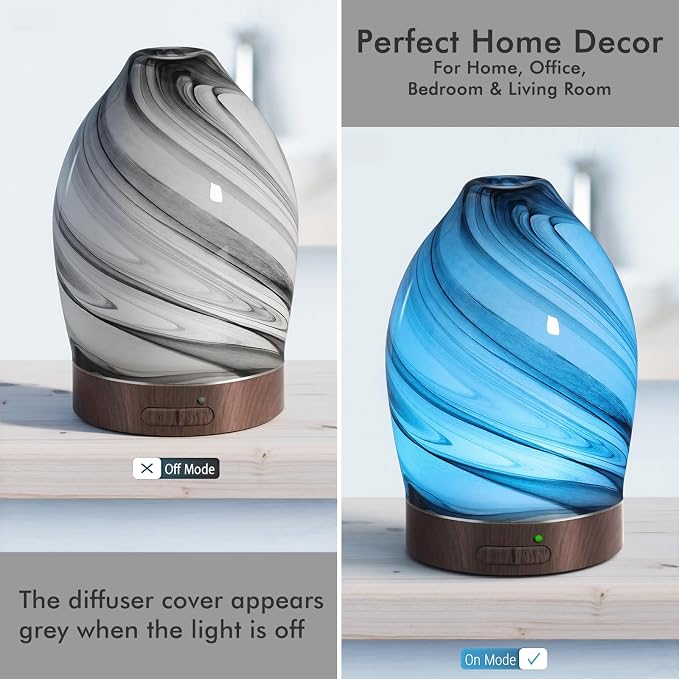 Essential Oil Diffuser Diffuser -Aromatherapy Diffuser for Essential Oils with Timer and 7 Colors LED Light Ultrasonic Diffuser with Auto Shut-Off, Home Office Decor&Gift（Storm Cloud）