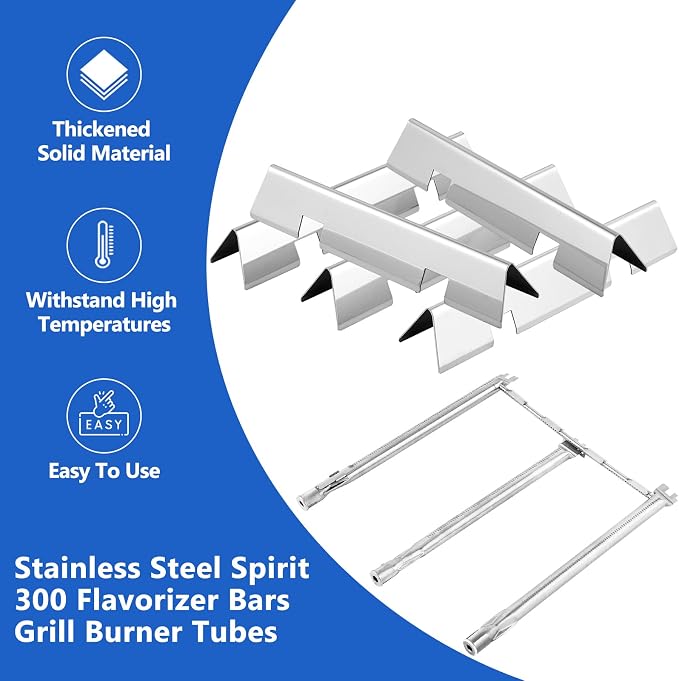 Spirit II E310 Parts 7636 Flavorizer Bars Burners for Weber Spirit Grill Parts Spirit 2 Replacement Parts GS4 Series 300 E-310 S-310 E-320 S-320 E-330 S-330 ii E-310 ii 330 Flavor Bars Burner Covers