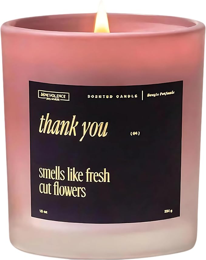 Benevolence LA Thank You Scented Candles | 10 oz, 40-50 Hour Burn, Thank You Gifts for Women, Men Coworkers | Appreciation Gifts for Best Friend | Christmas Candle - Smells Like Fresh Cut Flowers