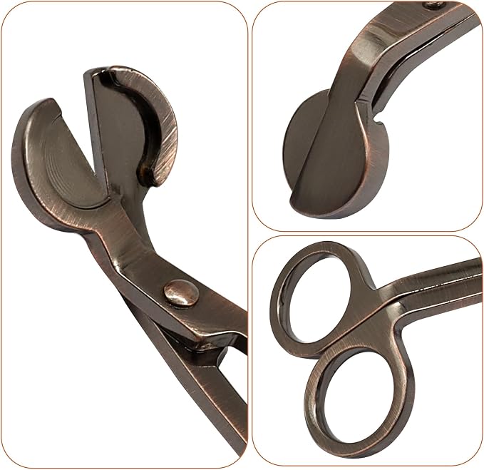 Candle Wick Trimmer, Stainless Steel Candle Wick Clipper Wick Cutter Scissor, Red Bronze