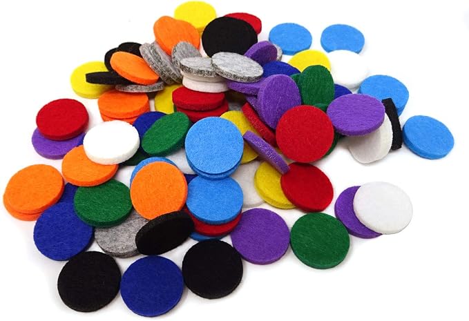 Honbay 100PCS Replacement Felt Pads 22mm Essential Oil Refill Pads for 30mm Locket Necklace Bracelet or Car(0.87inch, 10color) (22mm)