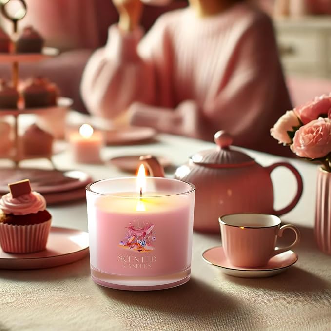CHILLFLAME Scented Candles Gifts for Women, Candle Gift Set for Her, 3 Pink Ocean Candles, Birthday Gifts for Women/Men (Pink, 7 oz)