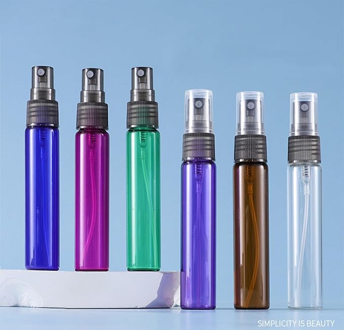 20 Pack Set 10ML Protable Refill Bulk Atomizer Spray Travel Perfume Bottle Hydrating Empty Bottle (Brown)