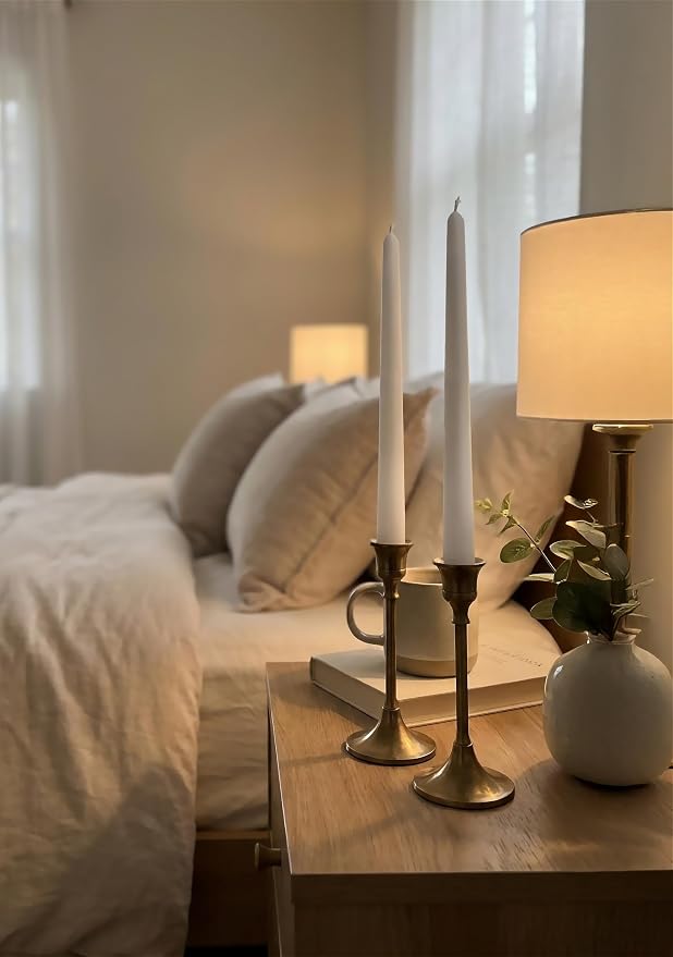 6 PK 10" Classic Taper Candles, White, 7-8 Hours Long Burning, Unscented Tall Candlesticks