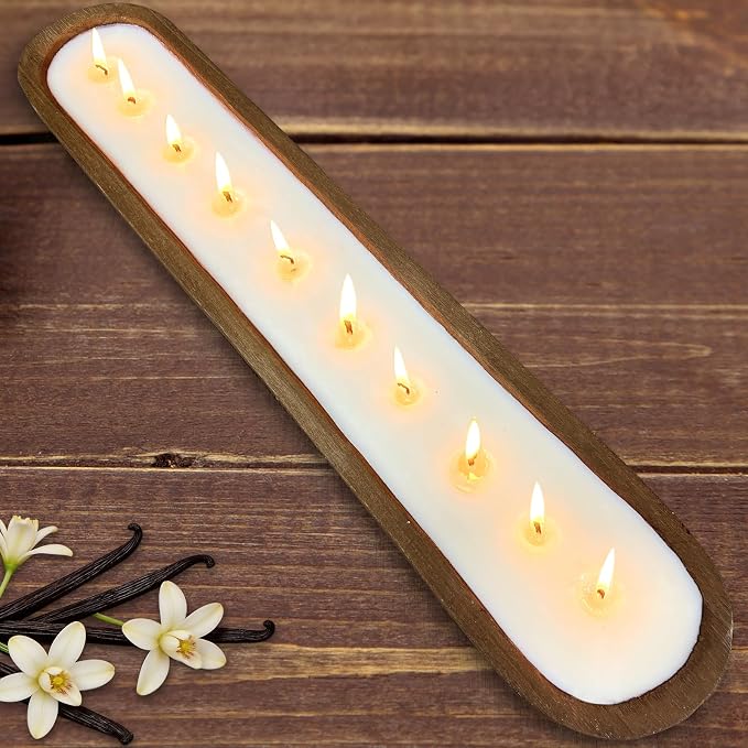 Aromatherapy Candle, SEVEYEE Vanilla Candle 10wicks 30inch, Large Wooden Bowl Candles for Women,Girl Birthday Gift,40 Once
