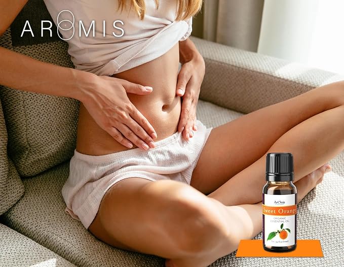 ArOmis Organic Sweet Orange Essential Oil - 100% Pure Therapeutic Grade - 10ml, Undiluted, Premium, Oils Perfect for Aromatherapy 0.34 fl oz