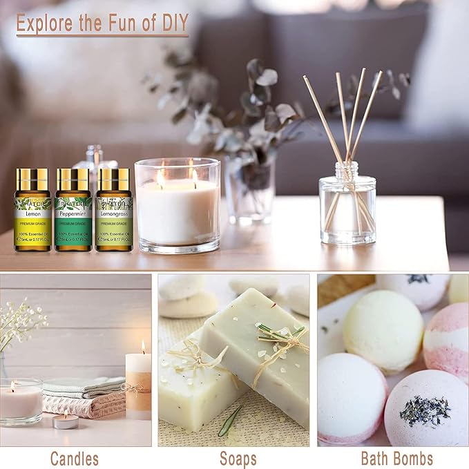 PHATOIL 15PCS Essential Oils Gift Set - Premium Quality 100% Natural Pure Essential Oils for Aromatherapy Diffuser Yoga Home Office Soap Candle Making- 5ml/Bottle