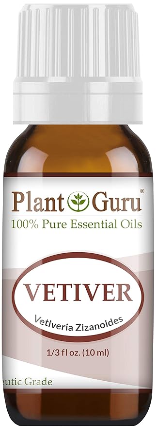 Vetiver Essential Oil 10 ml 100% Pure Undiluted Therapeutic Grade for Skin, Body. Perfect for Aromatherapy Diffuser.