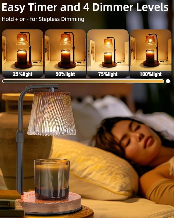 Candle Warmer Lamp with Timer: Flower Candle Lamps Height Adjustable Wax Melt New Home Decor House Warming for Women, Modern