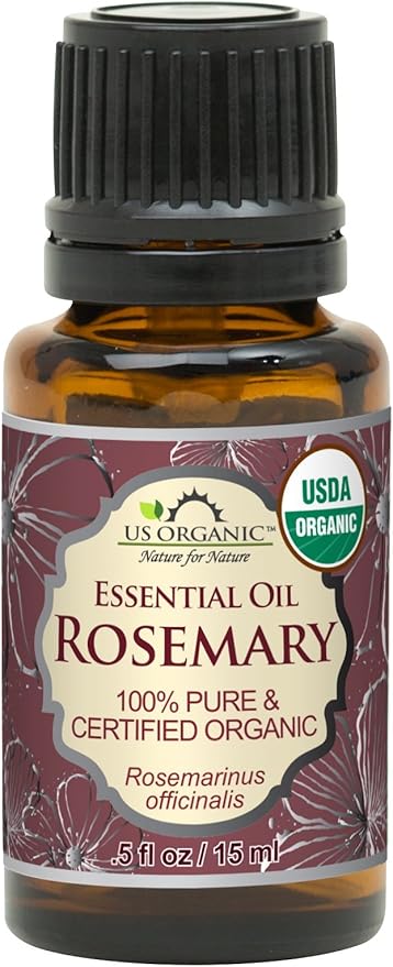 US Organic 100% Pure Rosemary Essential Oil, USDA Certified Organic 100% Pure, Steam Distilled, for Hair Growth, Scalp, Face, Skin, and Aromatherapy (Size Variations Available) (15 ml)