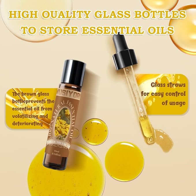 Helichrysum Essential Oil 10ML - 100% Pure and Natural Therapeutic Grade Oils for Aromatherapy Diffuser - 0.34 Fl Oz/Helichrysum