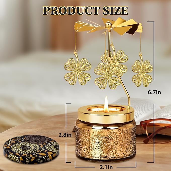 Nialnant Shamrock Candle Gifts for Women, Rotatable Lavender Scented Candles for St. Patrick's Day Party Decoration, Birthday Gifts for Mom Wife Sister Girlfriend Colleagues Friends