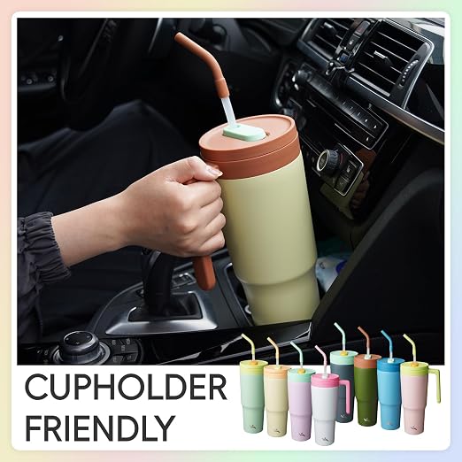 Konokyo 12 Pack 40 Oz Tumblers with Handle and Straw, Bulk Vacuum Insulated Stainless Steel Travel Mugs with Lids for Office, Events and Group Orders Pistachio