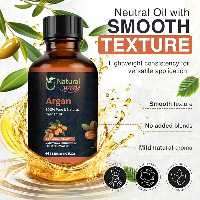 Argan Carrier Oil for Face, Hair, Nails and Dry Skin | Natural Aroma Oil for Home Fragrance, DIY Beauty Blends & DIY Candle Making, Long Lasting Scent for Office, Bedroom Scent 4 Fl Oz (120 mL)