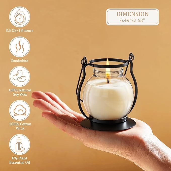 Scented Candles Gift Set - 3 Pack Candles for Home Scented Retro Lantern, Fall Candle Set perfect for Women, Birthday, Yoga, Weddings, Christmas, Soy Wax Candle Blush Sands/Lilac Blossoms/Balsam Cedar