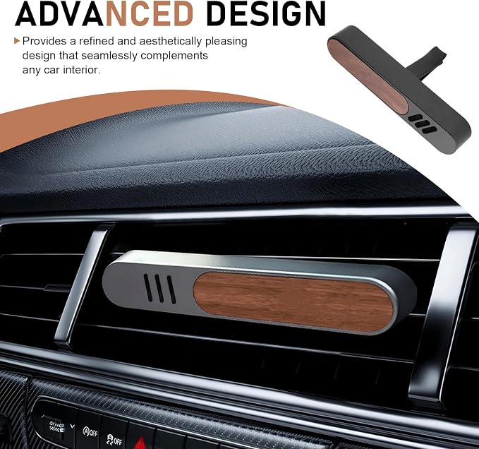 2 PCS Car Air Vent Clips, Natural Walnut Wood Grain Diffuser with 6 PE Strips, Rust-proof Straight Outlet Interior Trim with Stable Back Clip, Universal Elegant Decor for Car (Multicolored)