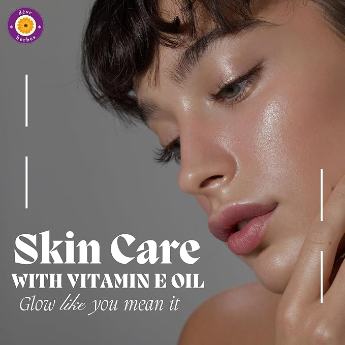 Deve Herbes Vitamin E Oil with Glass Dropper | Infused | Pure | Natutal | Undiluted | for Diluting Essential Oils | for Skin & Massage | Non-Sticky| Lightweight| Men & Women | 30ml (1 oz)