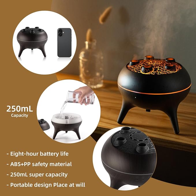 Essential Oil Diffuser 250ML,Jellyfish Diffuser Air Humidifiers Sound Pickup Ultrasonic Aromatherapy Diffuser Remote Control 7 Color Lights for Home Bedroom Office Hotel (Brown Color)