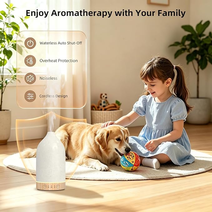 SPLITSKY Cordless Essential Oil Diffuser 150ML, Portable Rechargeable Aromatherapy Diffuser with 7-Color LED Light, Quiet Operation & Auto-Off, 3 Timer Settings, for Bedroom, Home, Travel